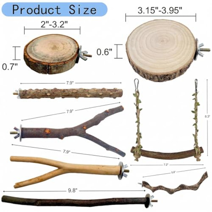 8PCS natural wood bird perches - Health & Wellness Naics Code 评论和价格